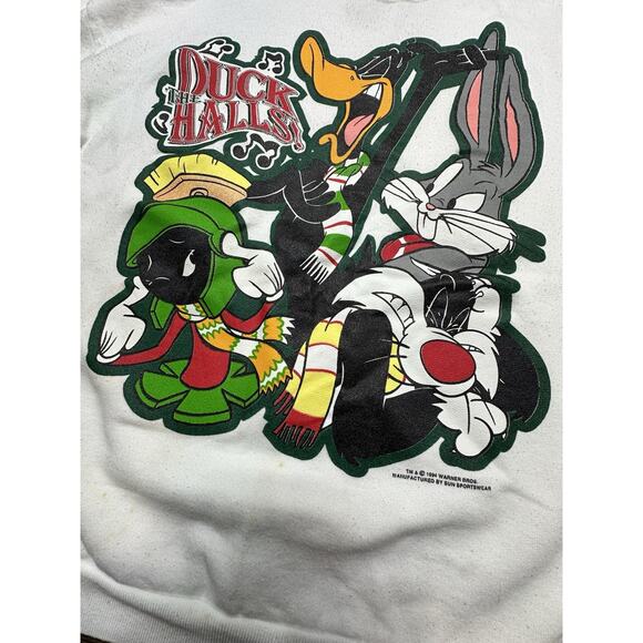 Vintage 1994’s Warner Bros Duck The Halls Lonney Tunes Crewneck/Pullover Size XL - Picture 11 of 11